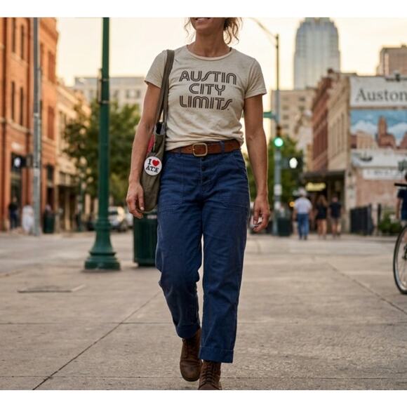 Everlane Pants - Everlane The Utility Barrel Pant Size 0 Blue High Rise Tapered Ankle EUC